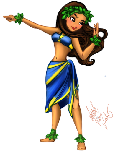 Hawaiian Princess By Celerybandit - Hawaiian Princess Drawing (400x600)