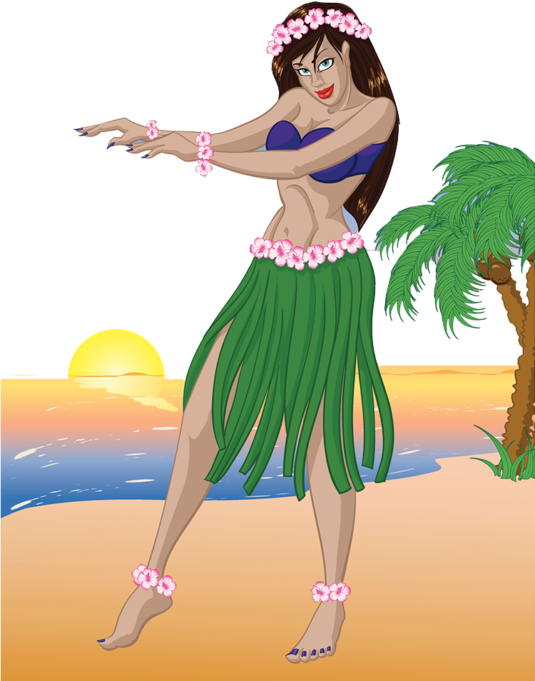 Hawaii Merrie Monarch Festival Hula Dance Illustration - Hula Girl Cartoon (749x971)