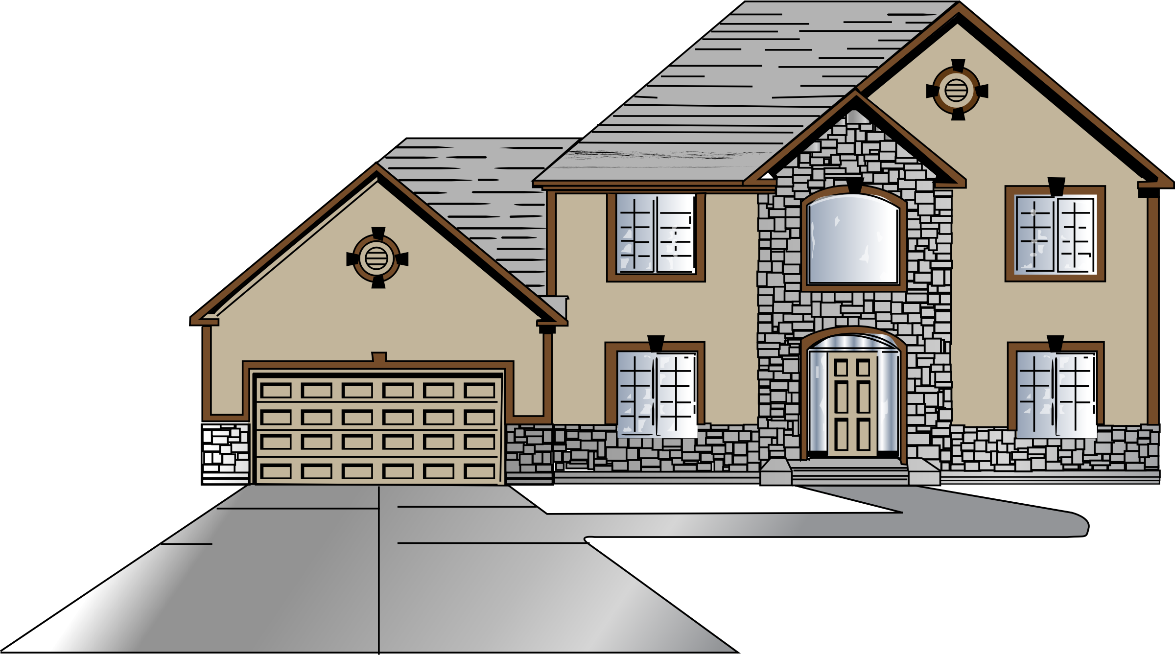 Big House Clipart - Outside Of A House Drawing (2400x1338)