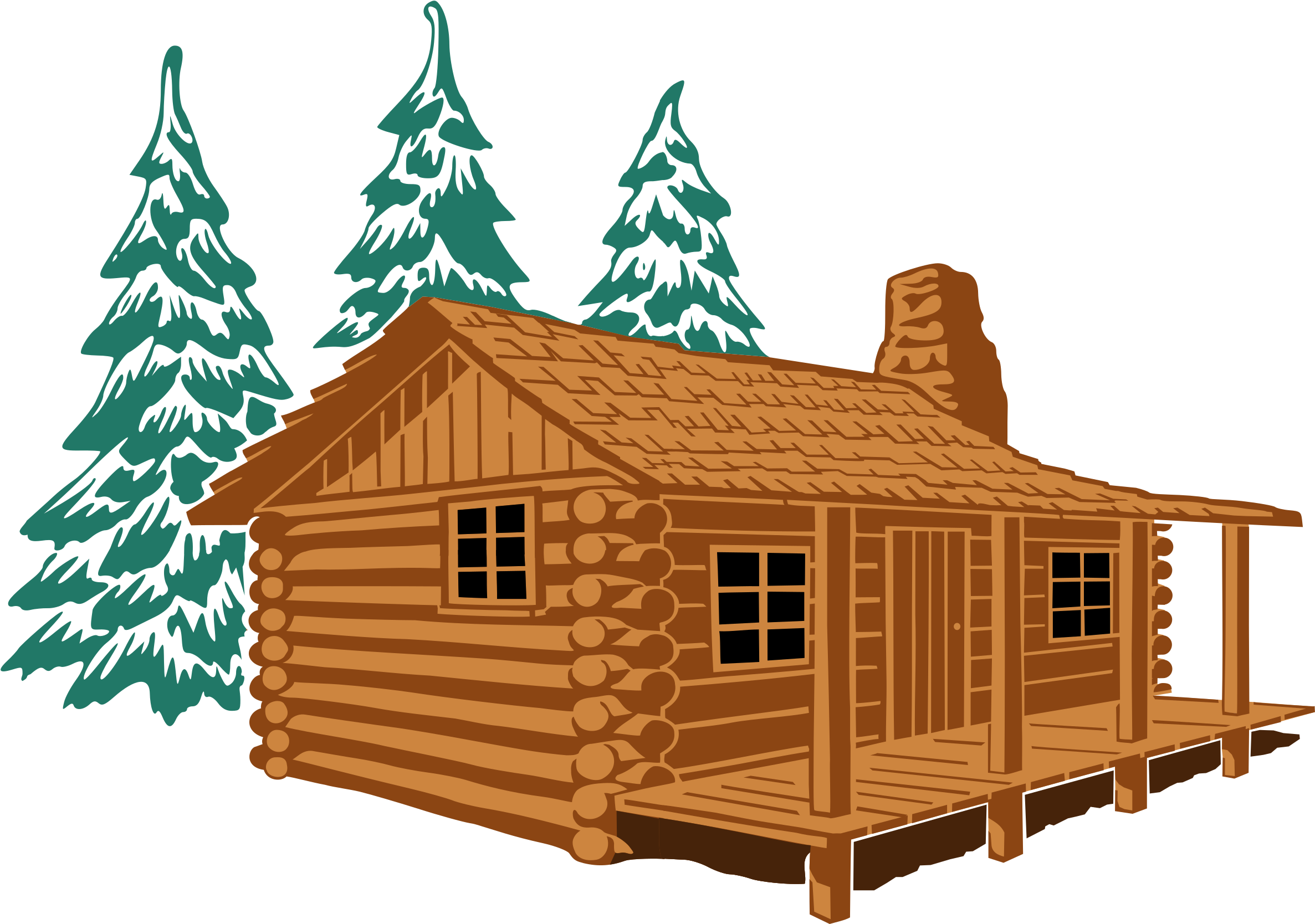 Showing Post & Media For Log Cabin Clip Art Cartoon - Cabin In The Woods Queen Duvet (2400x1681)