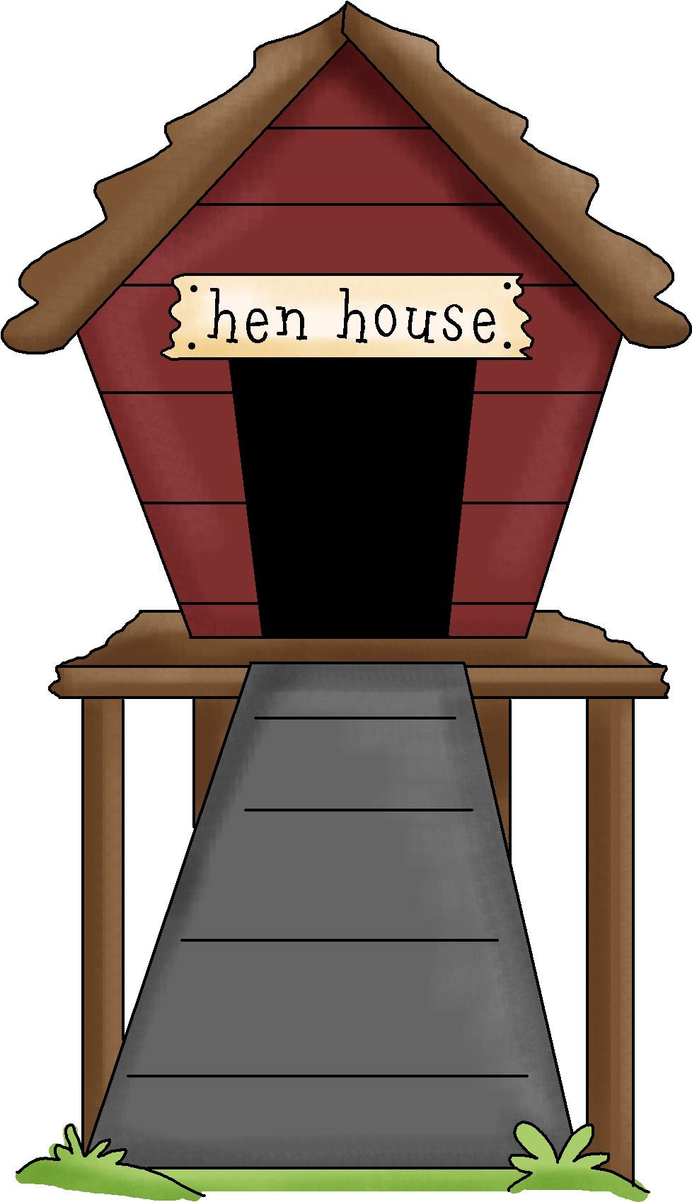 Fox In Hen House Clipart, Hen House Clipart - Chicken Coop Clipart (1043x1800)