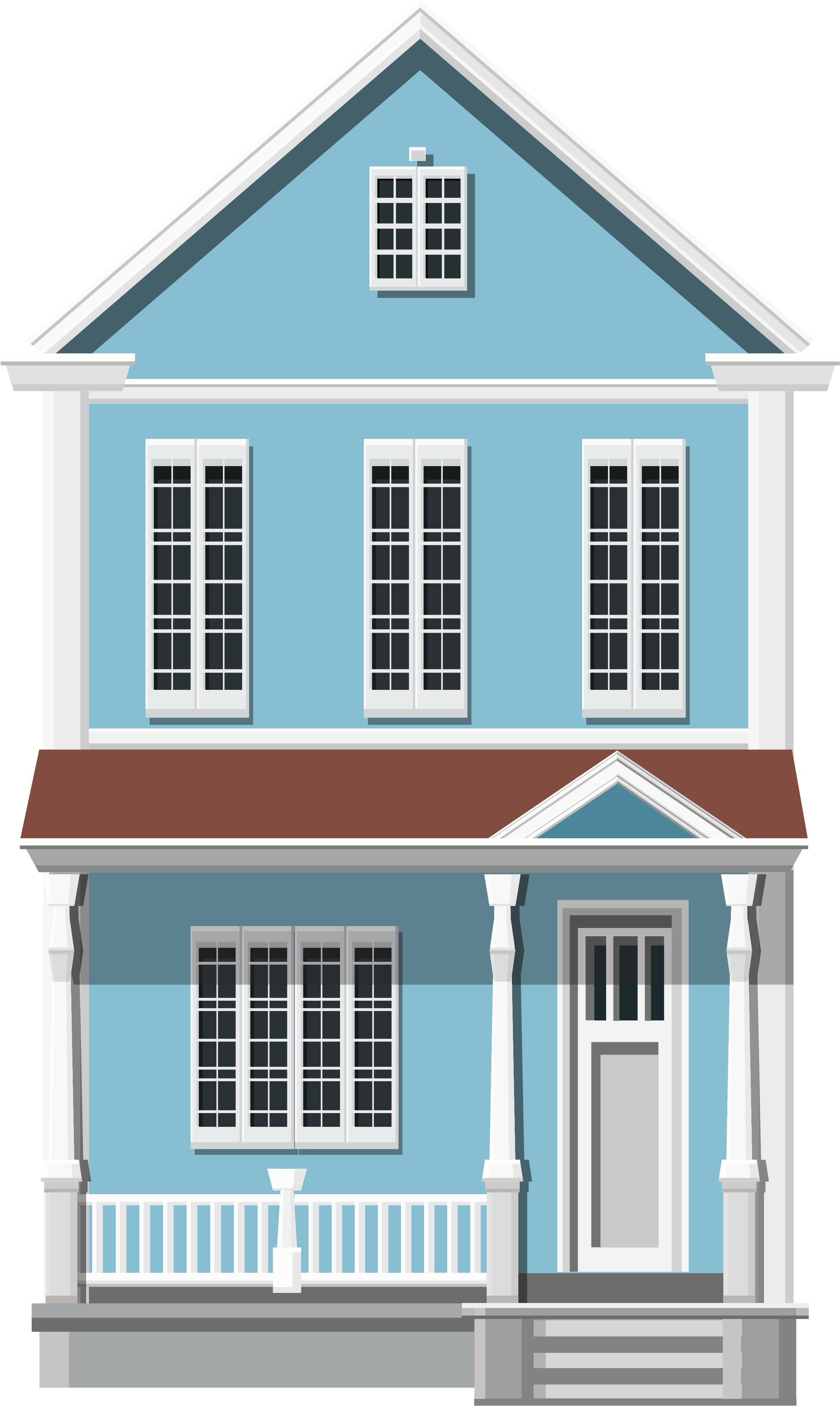Blue House Png Clip Art - House (2438x3974)
