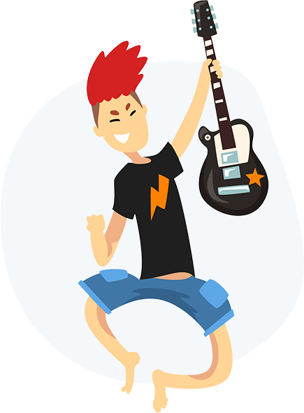 Go To The Top - Rock Hair Flat Design (435x591)