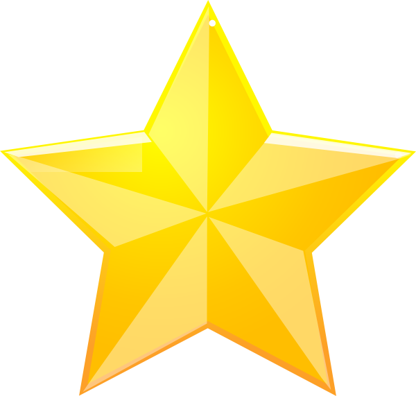 Shaded Yellow Star Clip Art - Star With Black Background (600x571)