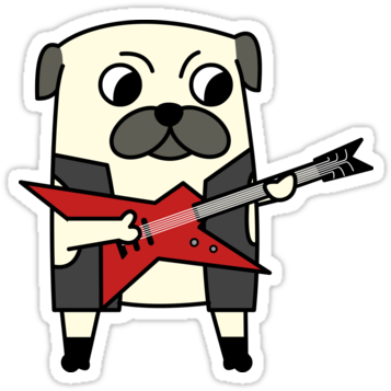 Rockstar Pug Redbubble Sticker - Rockstar Pug Shower Curtain - 71" By 74" (375x360)
