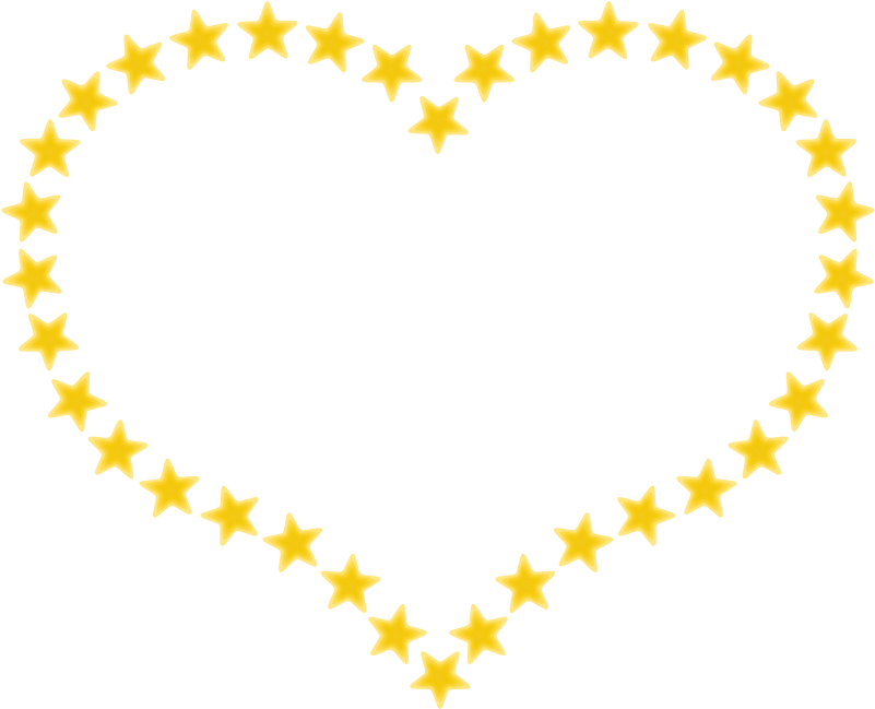 Heart Shaped Border With Yellow Stars - Star Heart Png (800x800)