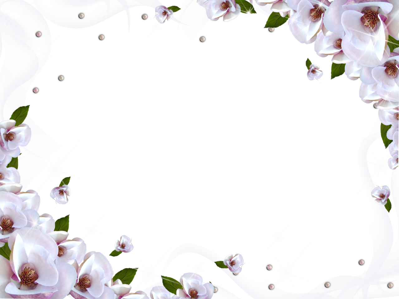 Green Flower Rings Wallpaper Border Free Wallpaper - White Flower Frame Png (1280x959)