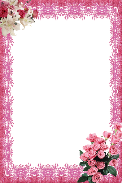 Marquitos De Flores - Background Design Border Pink (394x591)