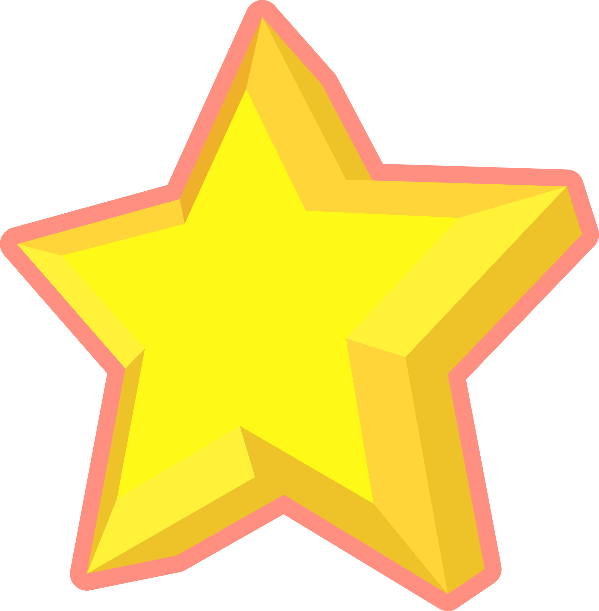 3d Star - 3d Yellow Star Png (2353x2400)