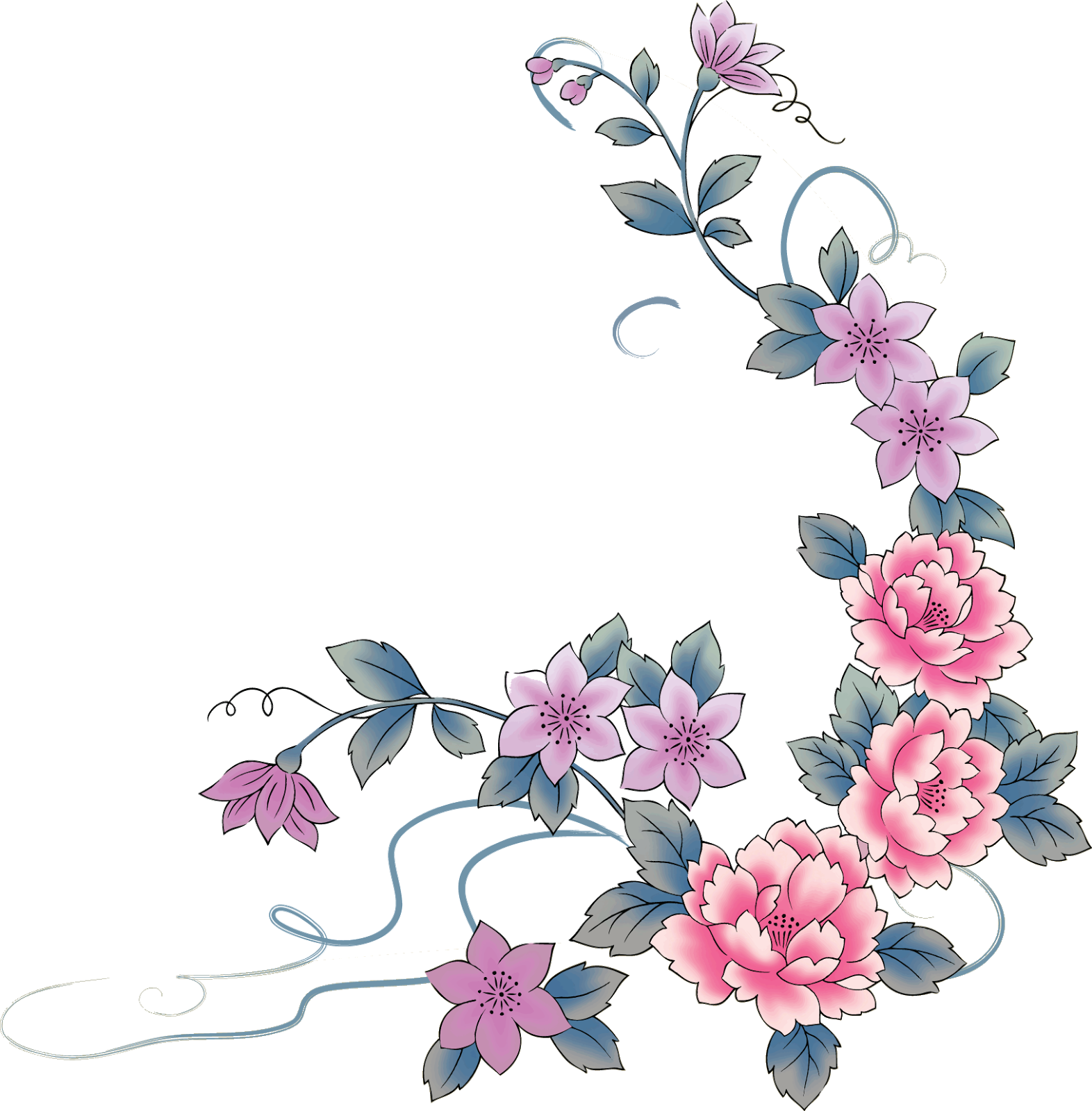 Resultado De Imagen Para De Marcos De Flores - Esquinero De Hojas De Flores (1572x1600)