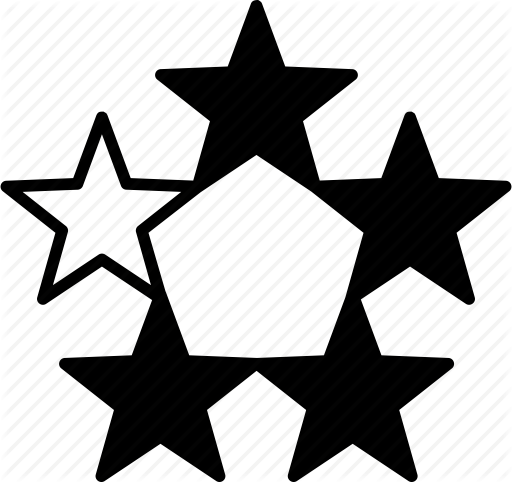 Evaluation, Four Out Of Five, Four Star, Four Stars, - Black And White Star Vector (512x482)