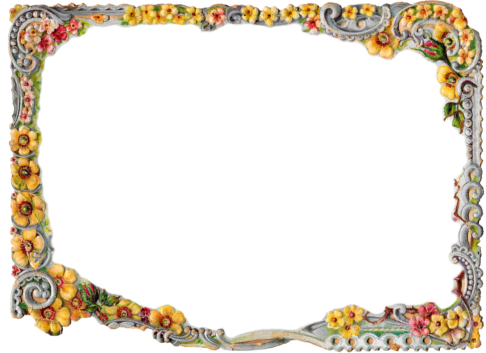 Printable Flower Frame Digital Crafting Floral - Flower Frame Border Design Png (1600x1188)