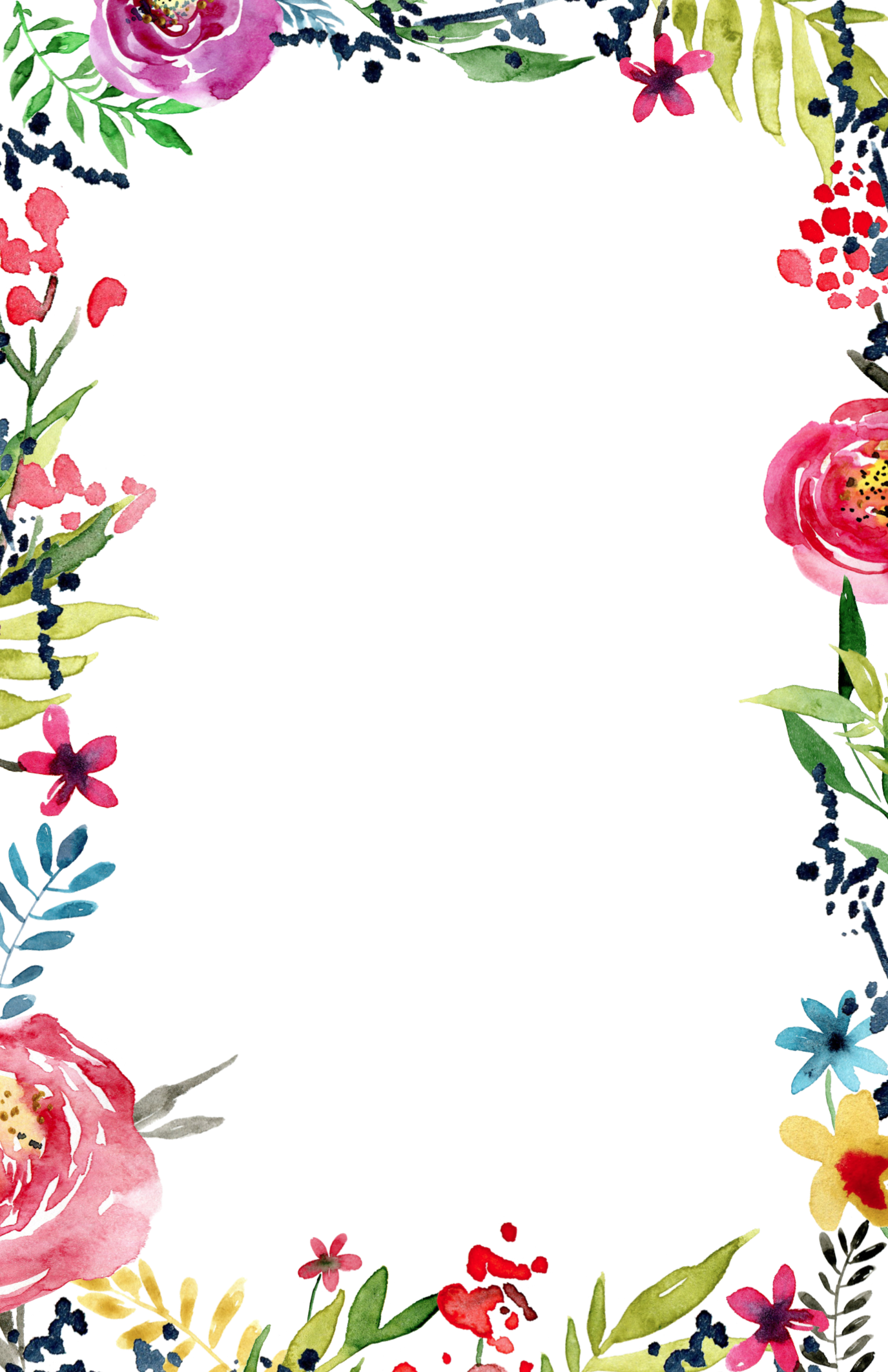 Frame Templates Free - Flower Border Transparent Background (1375x2125)
