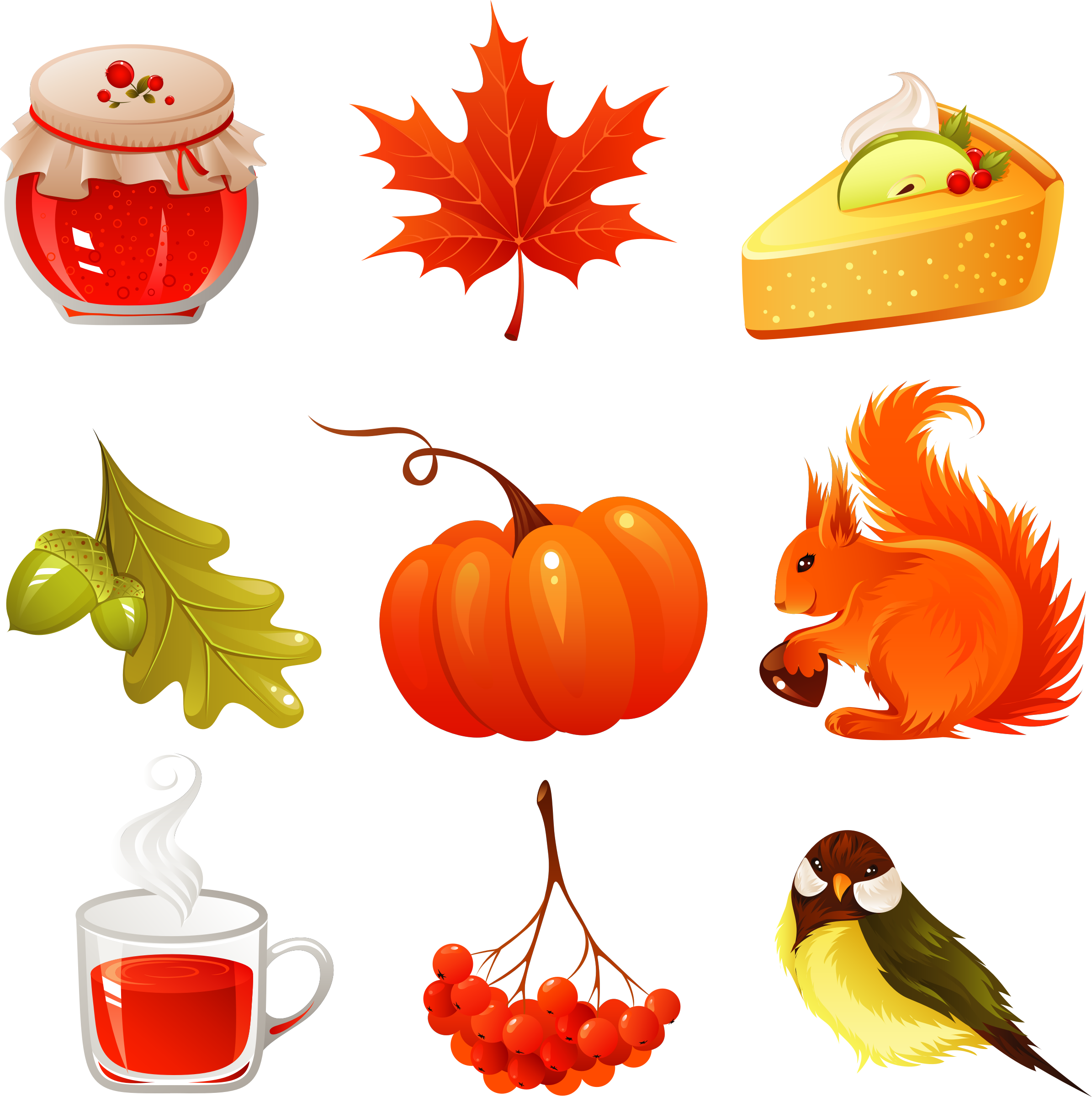 Big Image - Autumn Fruit Vector (2390x2400)