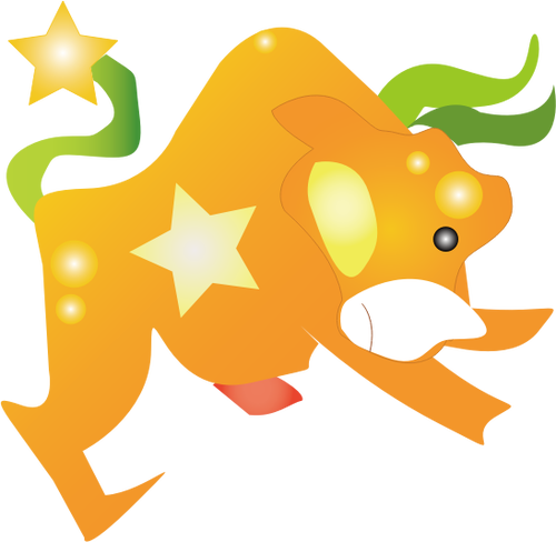 Vector Graphics Of Orange Cartoon Cow - Orange Cartoon Bull Shower Curtain (500x488)