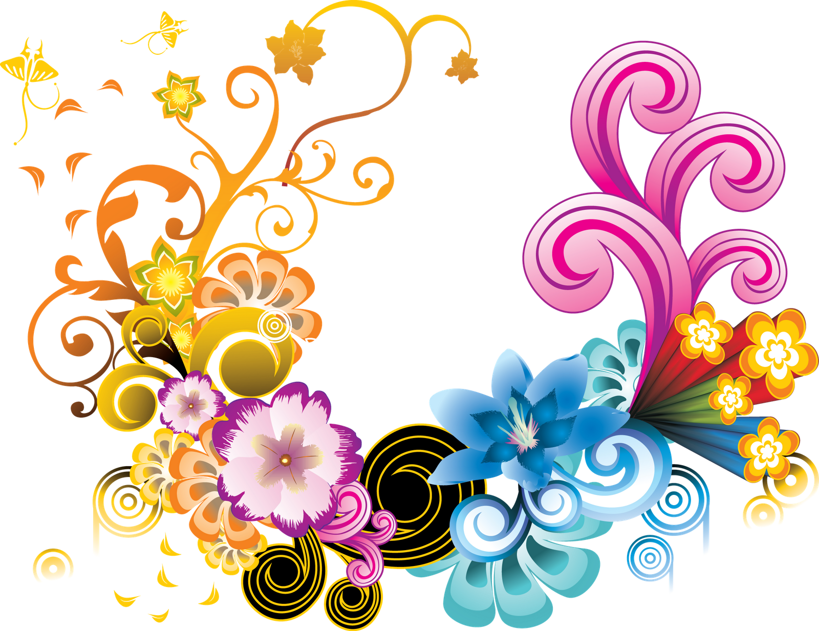 Vector png. Узоры и цветы. Орнамент из цветов. Цветочный орнамент на прозрачном фоне. Векторные цветы.