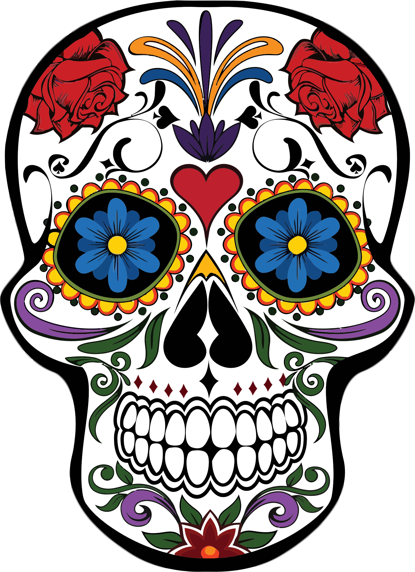 Clipart - Skull Floral (1402x1930)