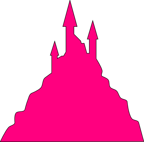 Bright Pink Clip Art At Clker - German Castle Silhouette (600x593)