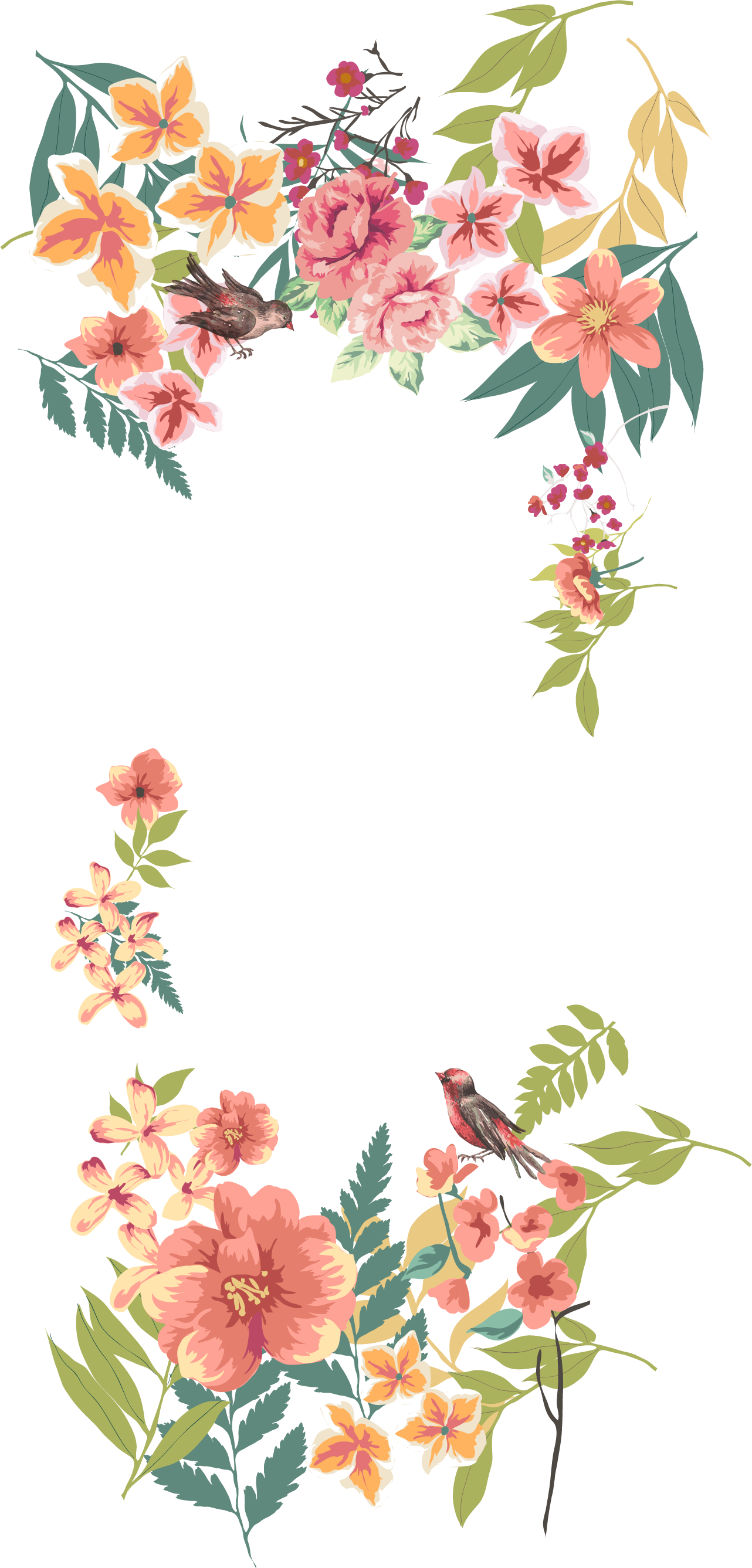 Flower Euclidean Vector Floral Design - Flowers Border Png Vector (1282x2674)