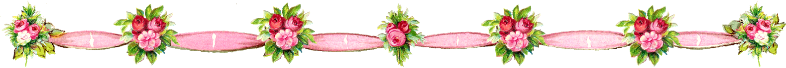 Digital Flower Border Downloads - Retro Girly Rosa Rosen Und Polka-punkte Keramikfliese (1600x137)