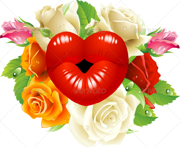 Lips Heart - Vector Roses (590x483)
