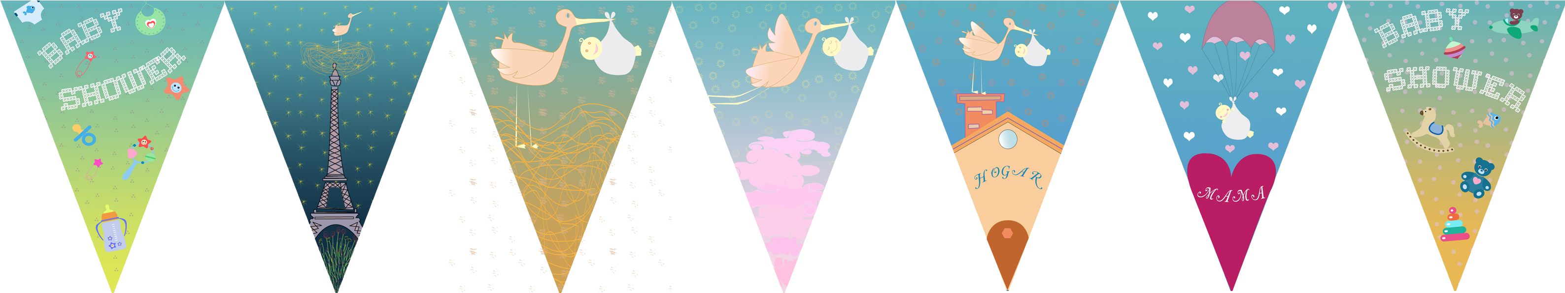 Clipart Flower Border - Banderitas Png (3175x850)