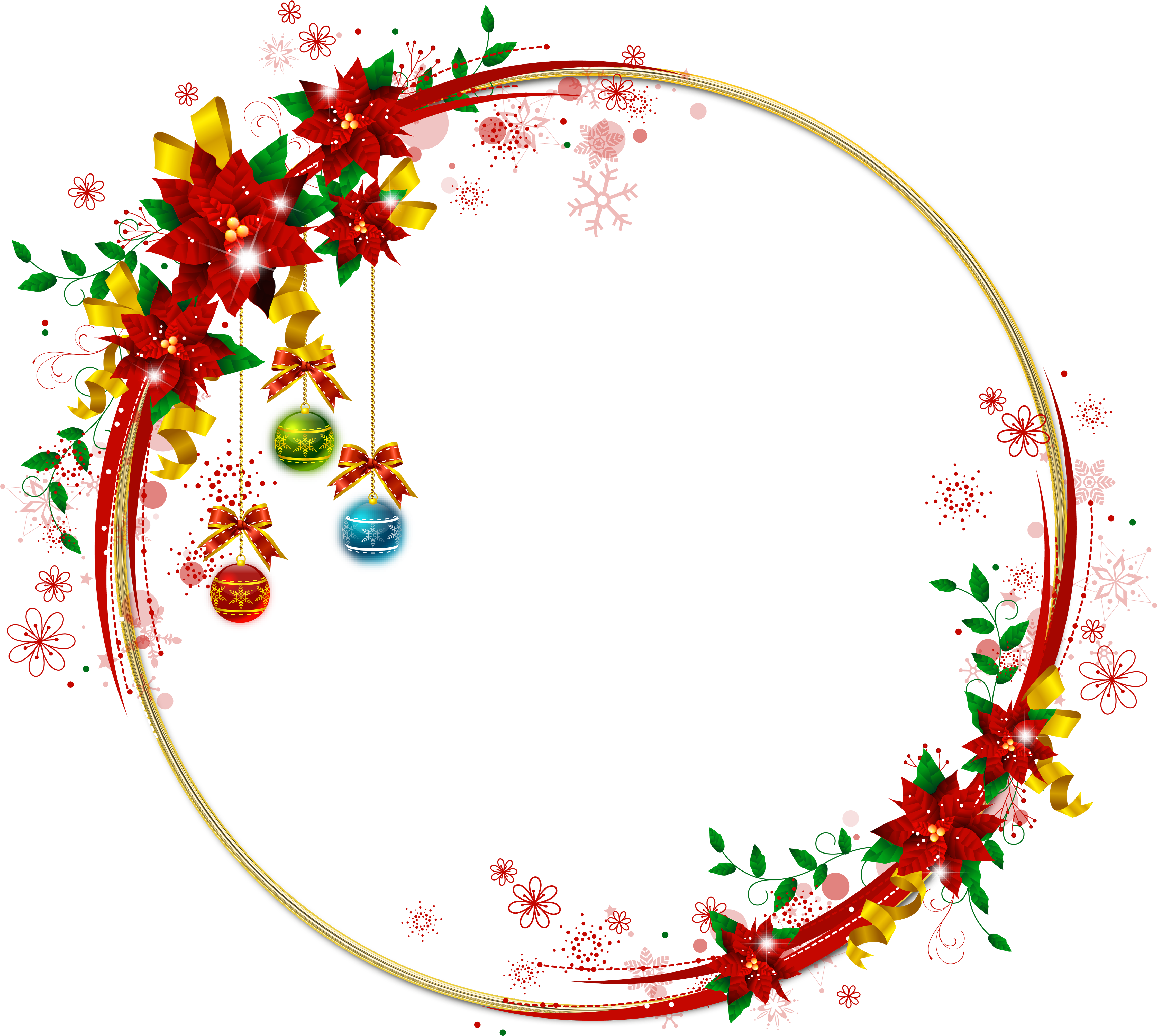 Round Transparent Png Gold Christmas Photo Frame With - Christmas Frame .png (4500x4058)