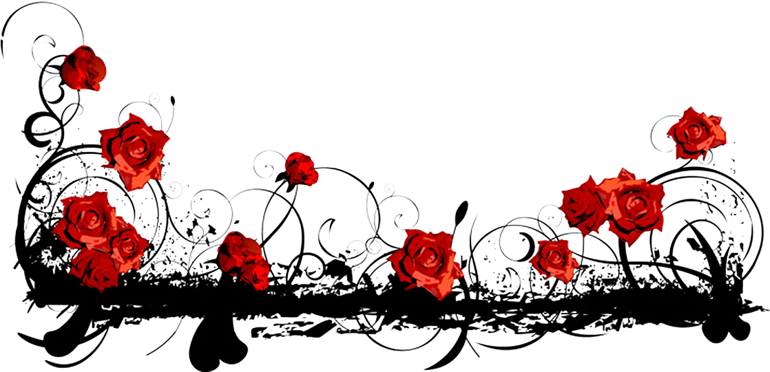 Borders And Frames Red Rose Clip Art - Red And Black Floral Border (1117x859)