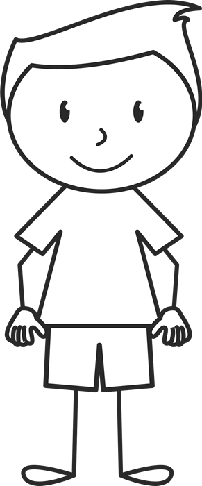 Rock Star Boy With Solid Shirt Stamp - Stick Figure With Glasses (291x700)