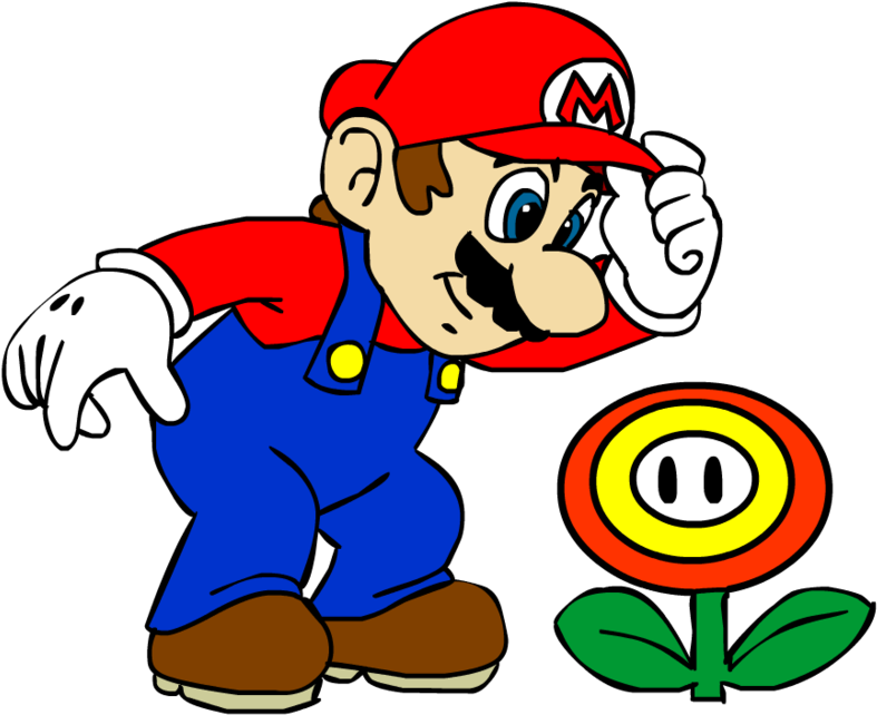 Mario Finds A Fire Flower - Cartoon (900x695)