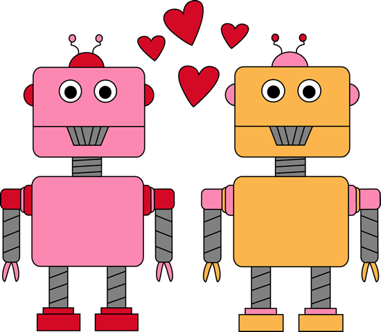 Robot Love Valentine Clip Art - Valentines Day Clipart For Kids (550x480)