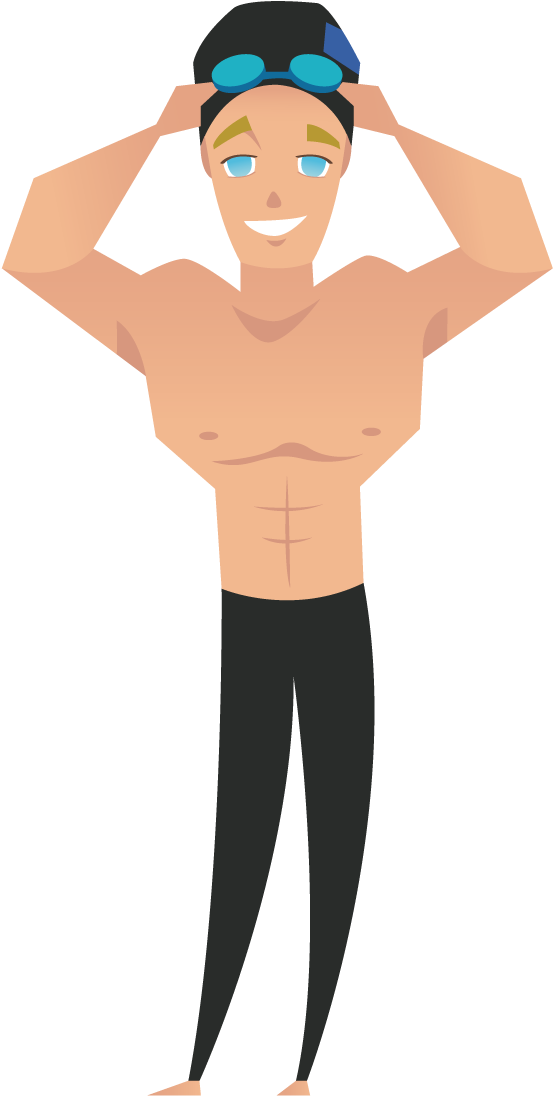 Cartoon Swimming Illustration - Vector Graphics (1029x1500)