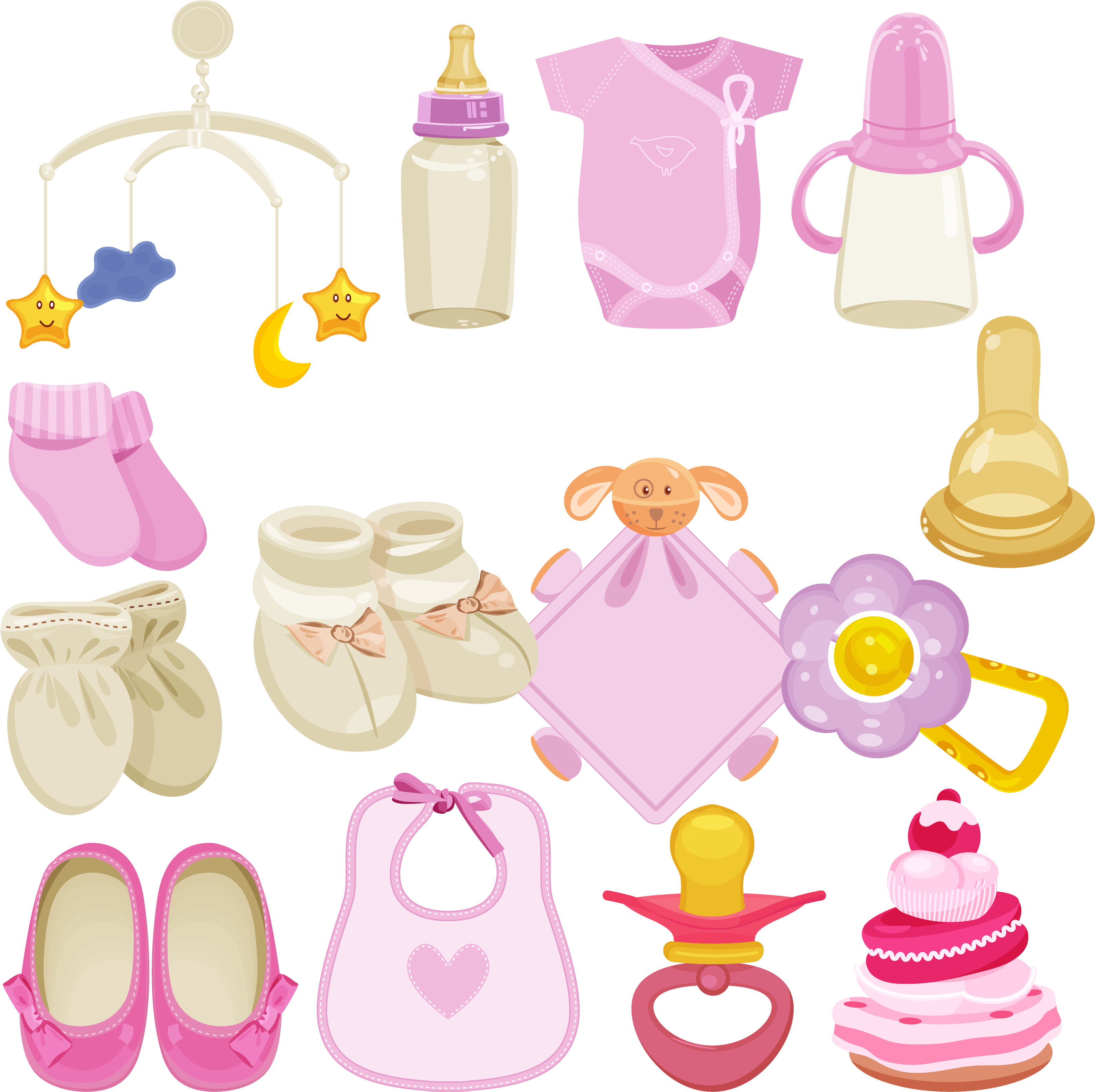 Shower Set, Baby Girl Shower, Candle, Illustration, - Illustration (3390x3390)