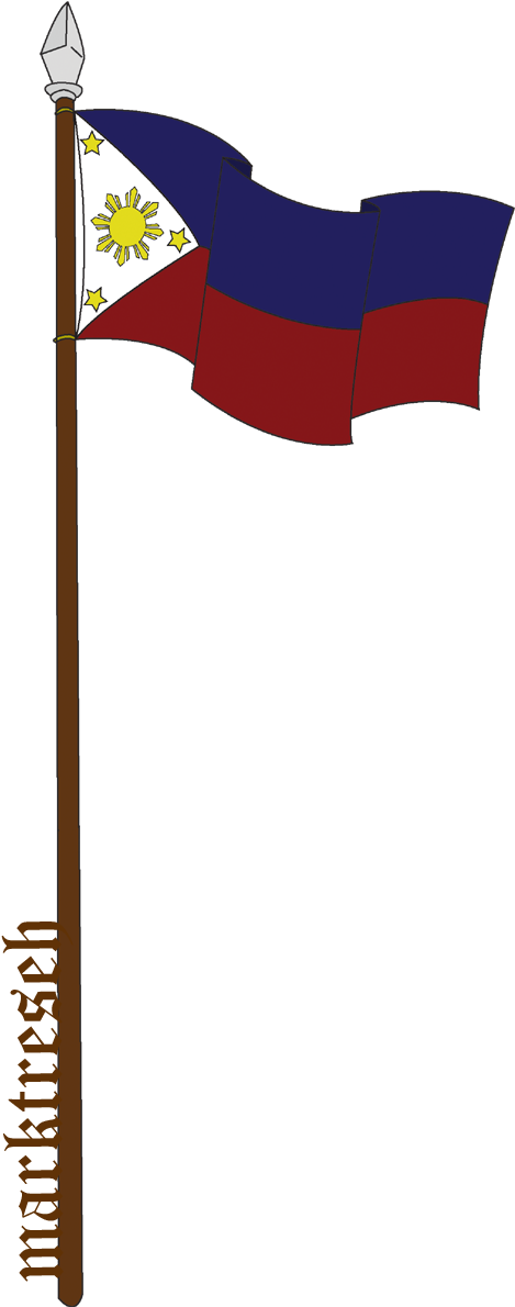 Philippine Flag Black And White Clipart - Philippine Flag Pole Clipart (540x1242)
