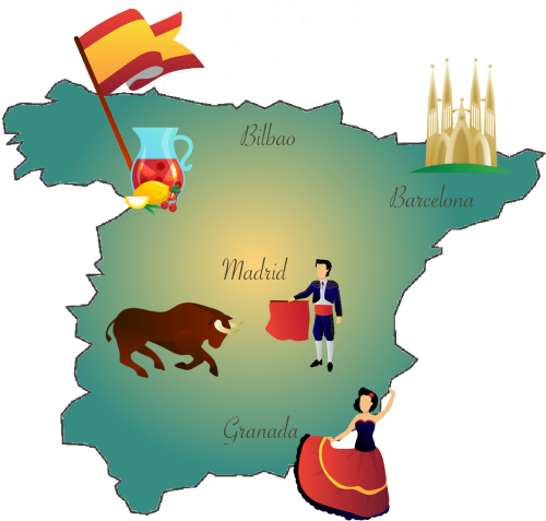 Learn Spanish Online - Spain Clip Art (525x600)