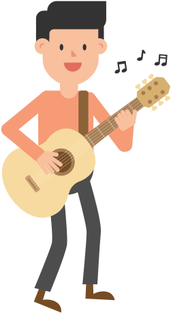 Man Playing Guitar Standing Cartoon Vector - Scalable Vector Graphics (1024x576)