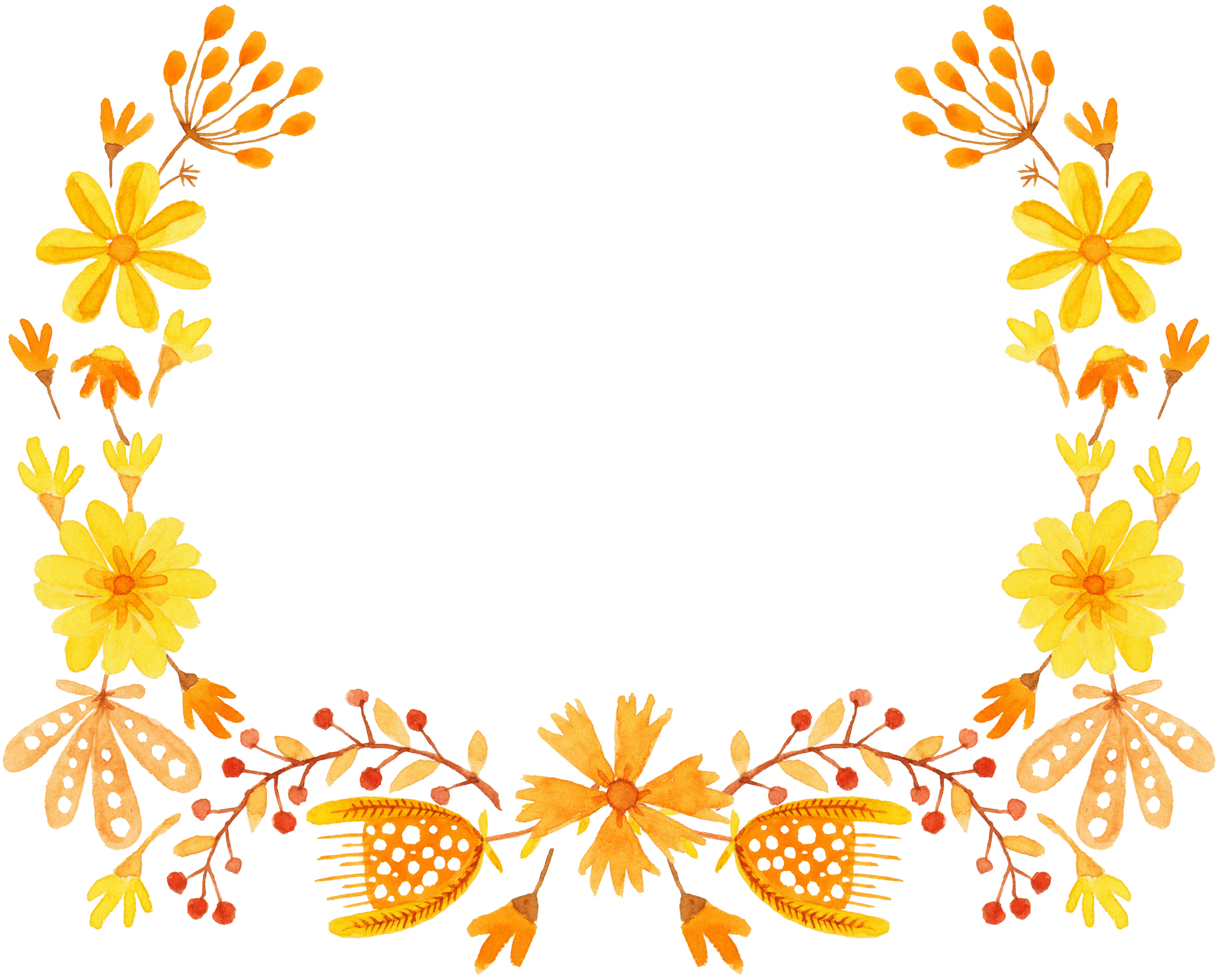 Yellow Flower Semicircle Clip Art - Yellow Flower Border Png (2656x2137)