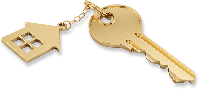 Gold House Key Png (654x293)