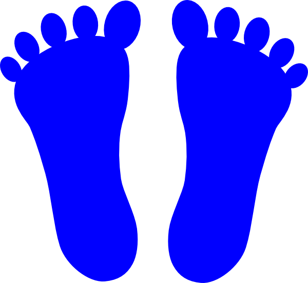 Blue Foot Prints Clip Art At Clker - Colorful Footprints Clipart (600x551)