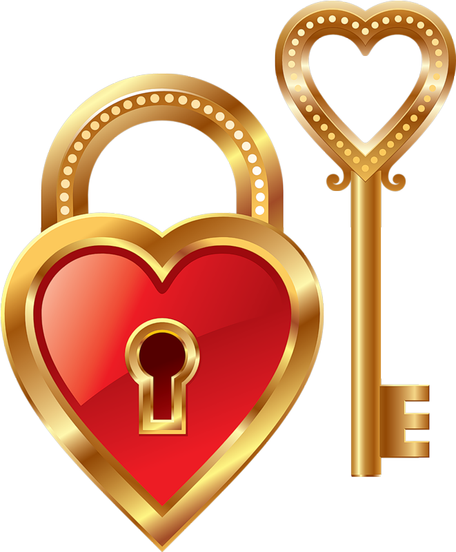 Heart Lock And Heart Key Clipart - Heart Padlock And Key (677x819)