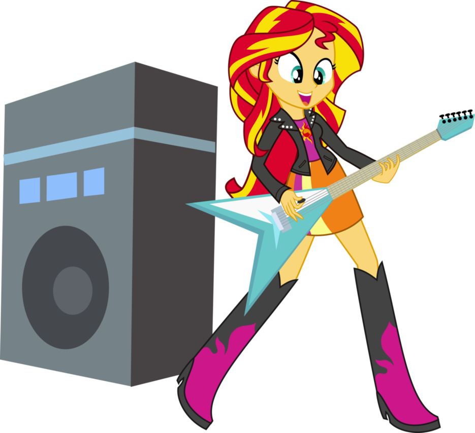 My Little Pony Friendship Is Magic Rainbow Dash And - Sunset Shimmer Rainbow Rocks Guitar (935x854)