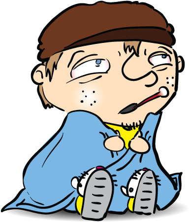 Chibi Sick By Thedustud - Sick Person Cartoon Transparent - (418x455) Png  Clipart Download