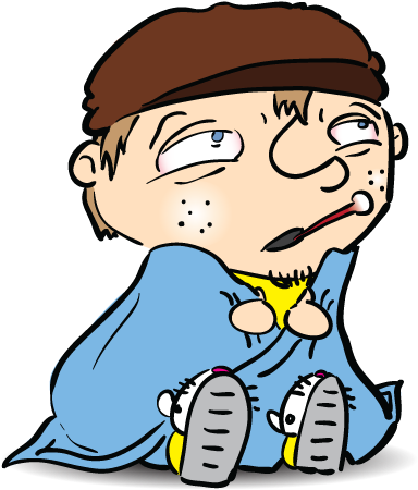 Chibi Sick By Thedustud - Sick Person Cartoon Transparent (418x455)