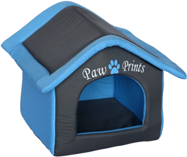Casa Para Perros O Gatos Nobleza, 40cm De Alto, Acolchada - Casetta Paw Prints Grigio/blu 53 Cm (450x484)