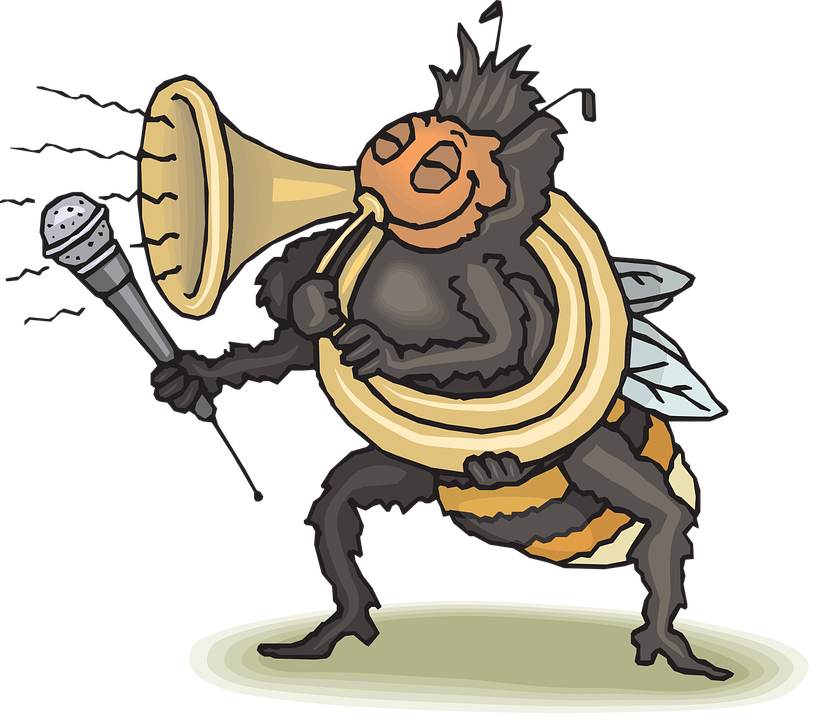 Free Cartoon Bee Playing Horn Clip Art X4bfbq Clipart - Bee Tuba (824x720)