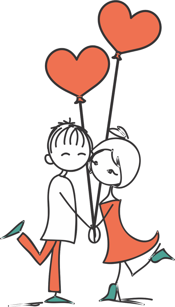 Desenho De Noivinhos Para Convite - Love Cartoon (584x1024)