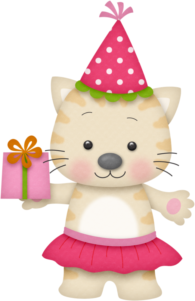 Födelsedag - Birthday Party Clipart Cat (690x1024)