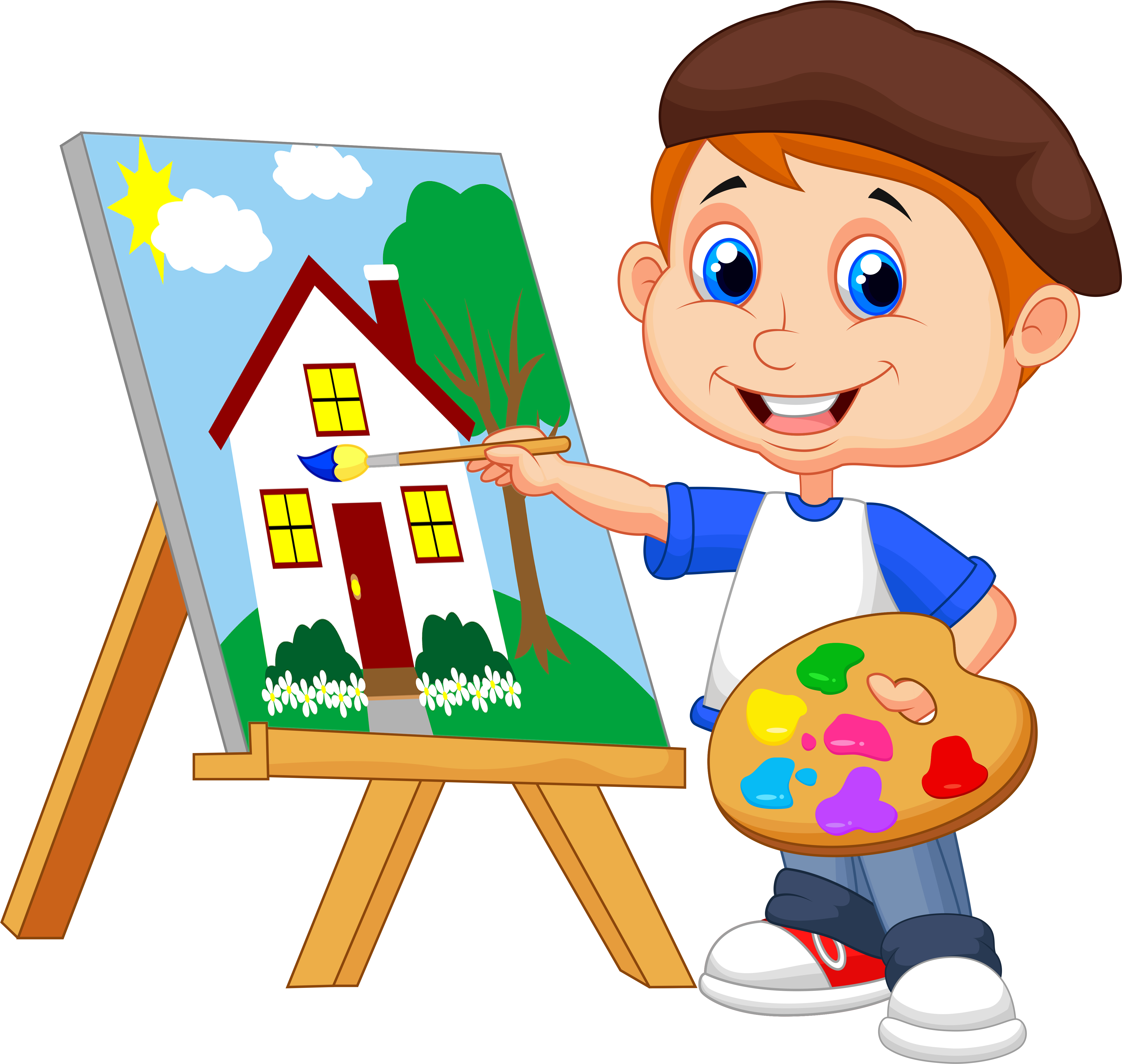 Download and share clipart about Boy Painting Clipart - Child Painting Cart...