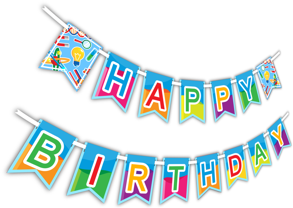 Super Science "happy Birthday" Party Banner - Birthday Party Banner Png (1024x785)