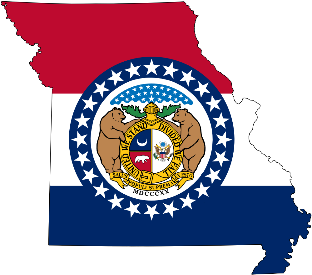 Flag-map Of Missouri - Missouri State Flag Map (999x879)